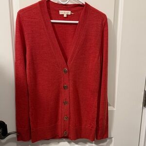Burnt Orange Button-Up Women's Sweater